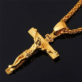 Jesus Cross Necklace for Fashion Gold color Cross Pendent with Chain Necklace Jewelry Gifts