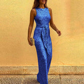 Women Sleeveless Sequin Glitter Shiny Jumpsuit Trousers Sexy Slim Fit Backless Romper