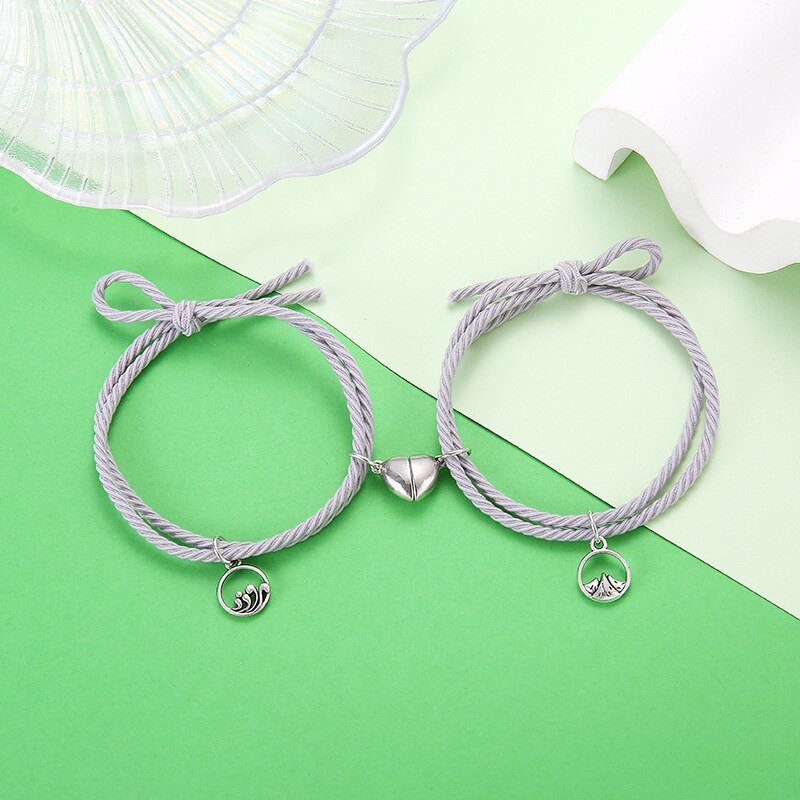 2Pcs Couple Matching Bracelet Magnetic Distance Bracelet