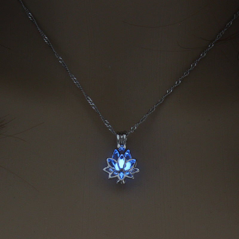 Hollow Luminous Stone Gem Charm Jewelry Pendant Necklace Gifts