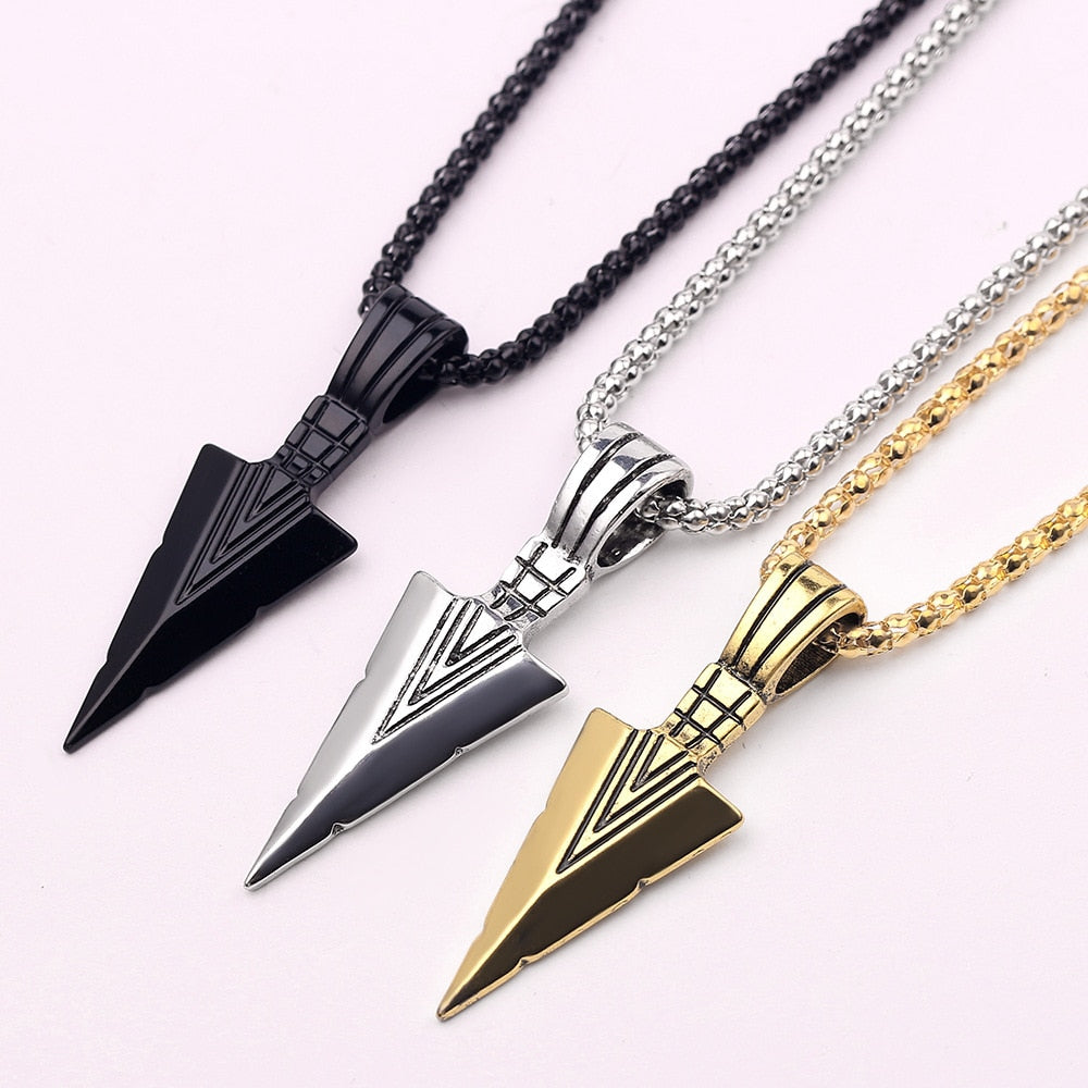 Arrow Head Pendant Long Chain Necklaces mens necklaces Collier Femme ArrowHead