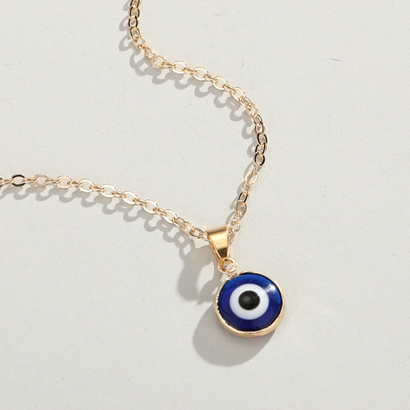 Turkish Evil Eye Pendant Choker Necklace Lucky Blue Evil Eyes Clavicle Chain Necklace