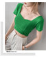 French Clavicle Square Collar Tops Women High Waist Croped Top Short Sleeve T-shirt Female