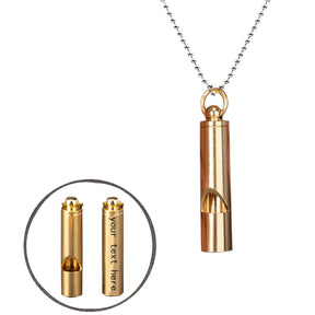 Engraved Text Brass Whistle Necklaces Custom Phone Number Children Anti-lost Necklace