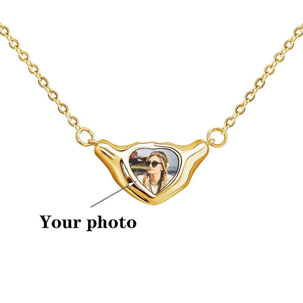 Heart Shaped Pendant Copper Personalized Colorful Baby Children's Photo Necklaces