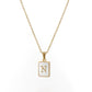 18K Golden Chain Necklaces Male Square Natural Shell Initial Letters Pendant Stainless Steel Jewelry