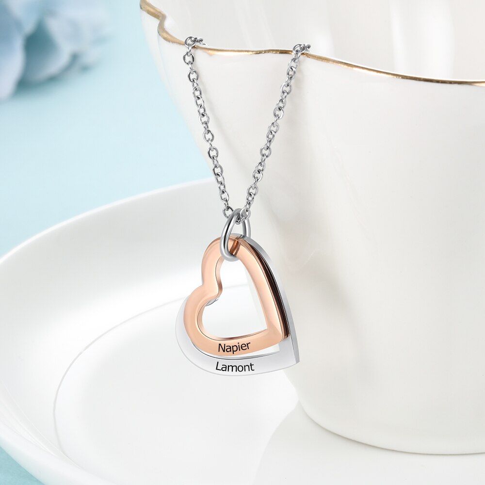 Collana con nome con pendente a cuore color oro rosa misto