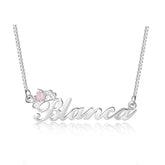 Crown Nameplate with Birthstone Custom Name Letter Necklace