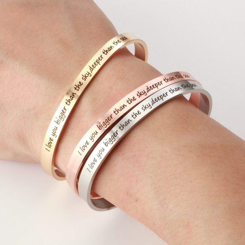 Custom Necklace Bar Engraved Name Text Bangle Cuff Jewelry