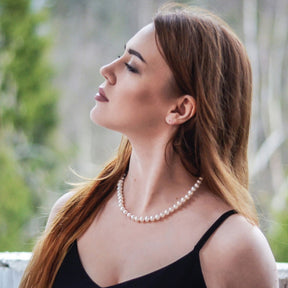 Big White Imitation Pearl Beads Choker Clavicle Chain Necklace For Women Wedding Jewelry