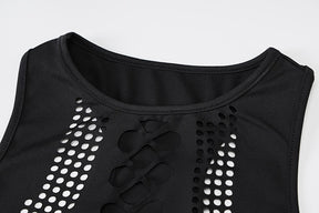 Long Sleeves Solid Hollow Out Bandage Sexy Tube Crop Top Summer Autumn Women