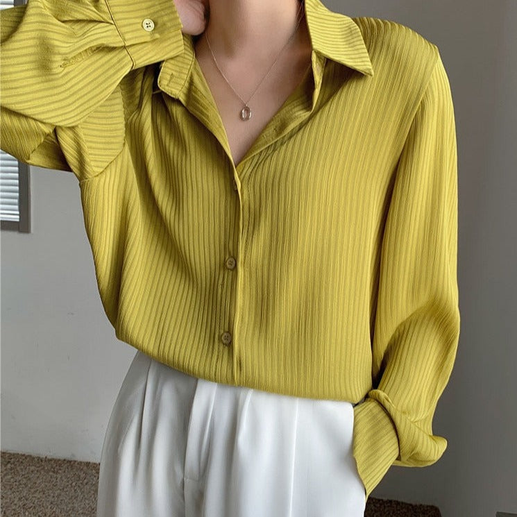 Office Ladies Striped Women Blouses Tops Full Sleeve Loose Shirts