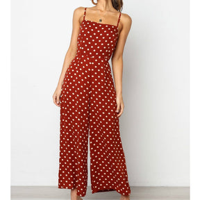 Sleeveless Backless Boho Bow-knot  Dot Jumpsuits Women 2022 Summer Romper