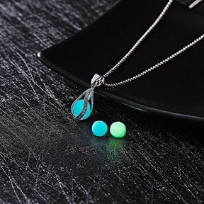 Glow In The Dark Necklace Moon Square Heart Necklaces For Woman Hollow Water Drop Pendant