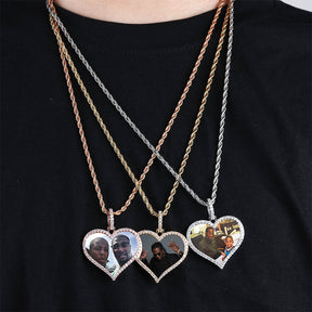 Custom Made Photo Heart Medallions Necklace & Pendant Men's Hip hop Jewelry