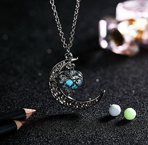 Glow In The Dark Collana Moon Square Heart Collane per donna Ciondolo goccia d'acqua vuota