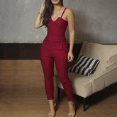 Summer jumpsuit Ladies Sling sleeveless Black Sexy Jumpsuit V-neck Cloth