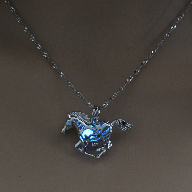 Hollow Luminous Stone Gem Charm Jewelry Pendant Necklace Gifts