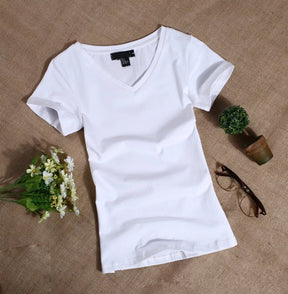 2022 Women's T Shirt Women Short Sleeved Slim Solid Color Womens Simple Tee T-Shirt