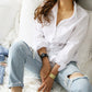 S-3XL Spring One Pocket Women White Blouse Female Shirt Tops Long Sleeve