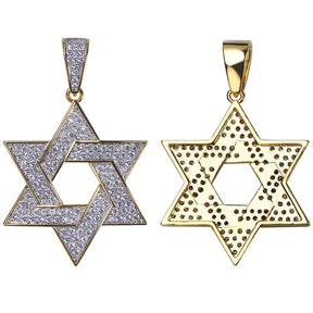 Hip Hop Zirconia Stone Star Of David Pendant Necklaces