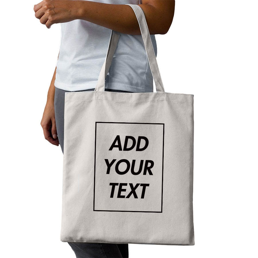 Custom Tote Bag Shopping Add Your Text Print Original Design Zipper Unisex Fashion Travel Canvas Bags