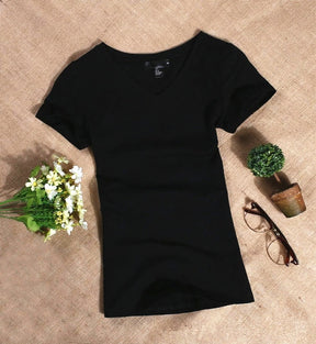 2022 Women's T Shirt Women Short Sleeved Slim Solid Color Womens Simple Tee T-Shirt