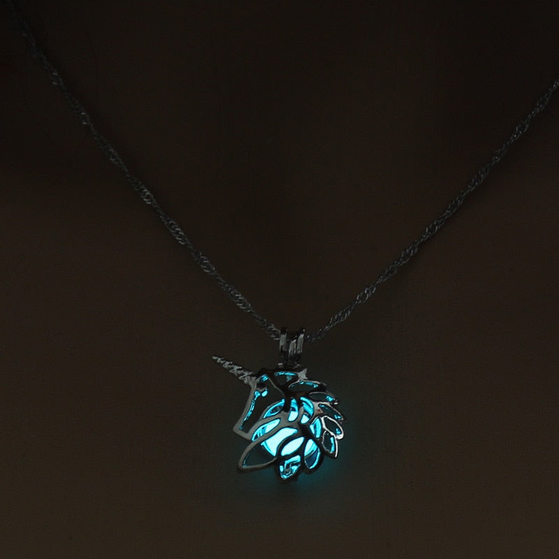 Hollow Luminous Stone Gem Charm Jewelry Pendant Necklace Gifts