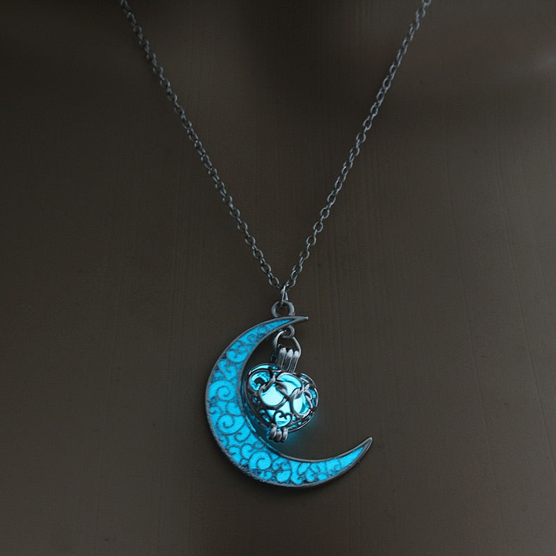 Hollow Luminous Stone Gem Charm Jewelry Pendant Necklace Gifts