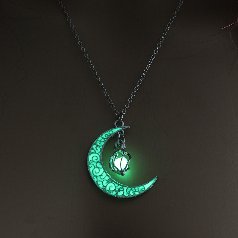 Hollow Luminous Stone Gem Charm Jewelry Pendant Necklace Gifts