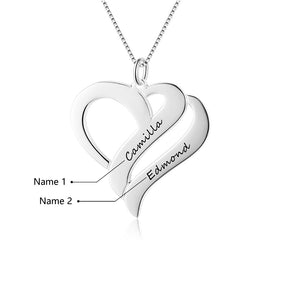 Heart Shaped Personalized Engraving 2 Names Name Necklace