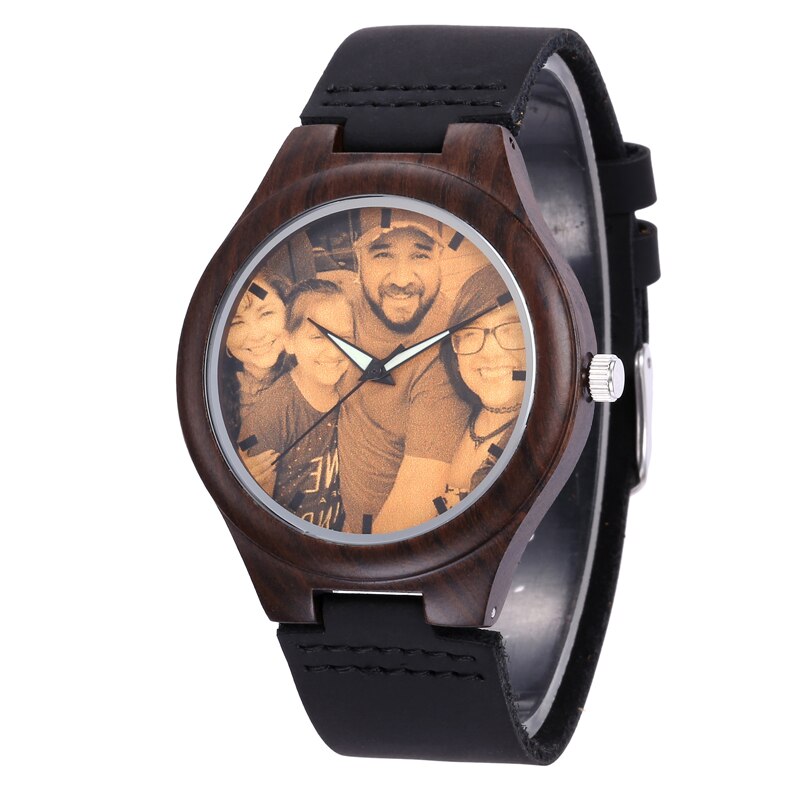 Custom Photo and Words Watch Jewelry Wood Quartz Watch For Personalized Photo Watch