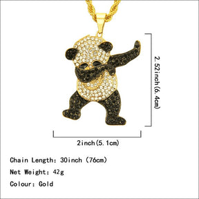 Strass-Luxus-Hip-Hop-Tanztier-Panda-Anhänger Iced Out Rock-Hip-Hop-Halsketten