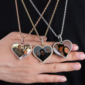 Custom Made Photo Heart Medallions Necklace & Pendant Men's Hip hop Jewelry