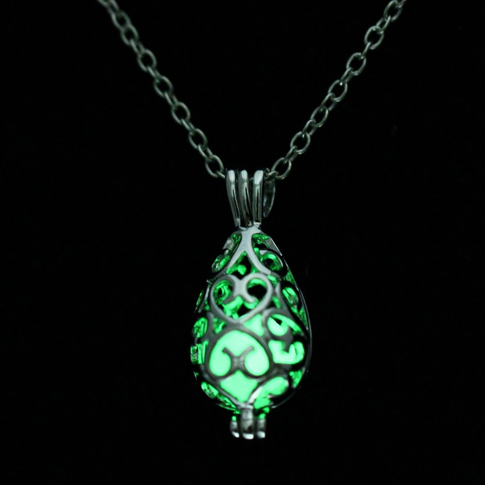 Hollow Luminous Stone Gem Charm Jewelry Pendant Necklace Gifts