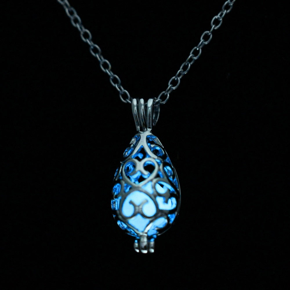 Hollow Luminous Stone Gem Charm Jewelry Pendant Necklace Gifts