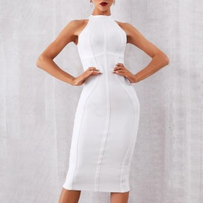 2022 New Summer White Women Bodycon Bandage Dress Elegant Tank Sexy Sleeveless Dresses