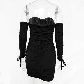 Frauen Frühling Herbst Verbandkleid Frauen Sexy Schulterfrei Langarm Schlank Elastisch Bodycon Vestidos