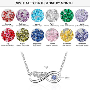 Customized Wing Infinity Relationship Birthstone Name Pendant Necklace