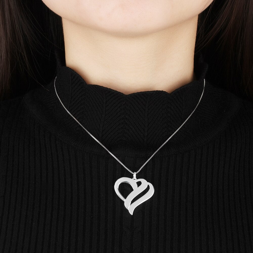 Heart Shaped Personalized Engraving 2 Names Name Necklace