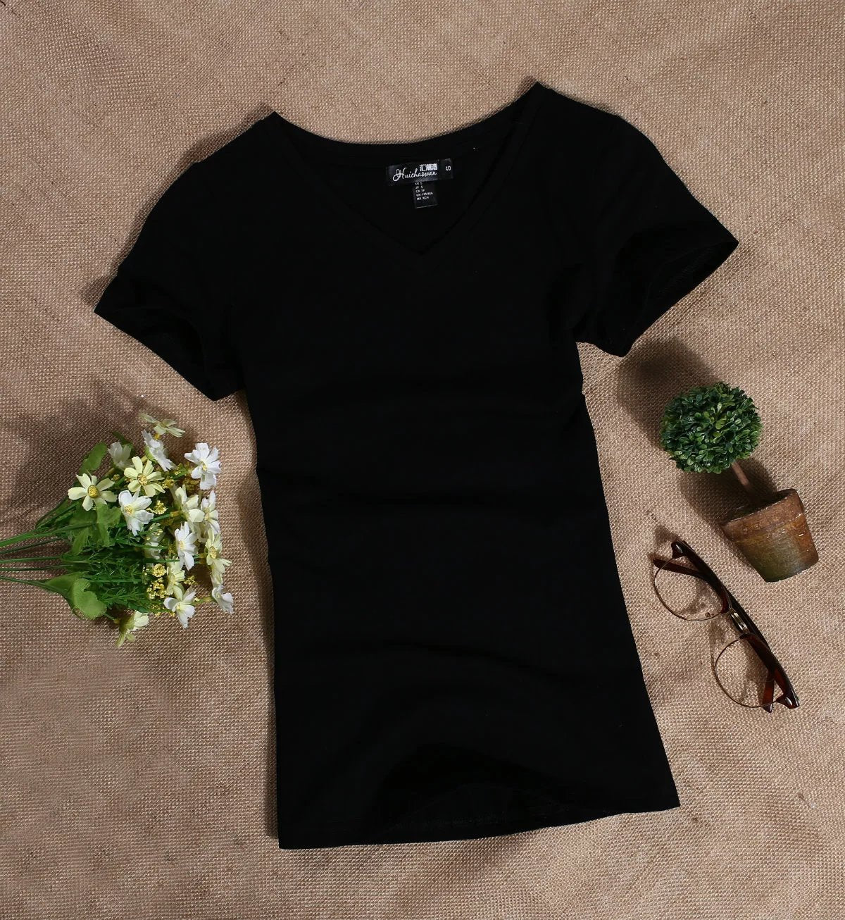 2022 Women's T Shirt Women Short Sleeved Slim Solid Color Womens Simple Tee T-Shirt