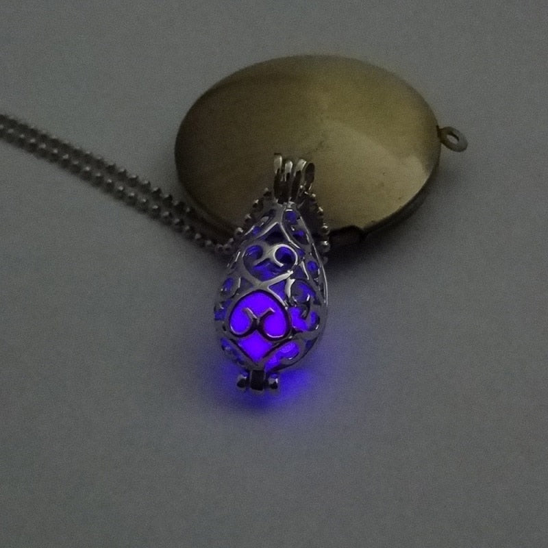 Hollow Luminous Stone Gem Charm Jewelry Pendant Necklace Gifts