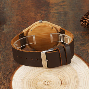 Personalized Custom Photo Texts Wooden Watch Log Wood Case Genuine Leather Watches