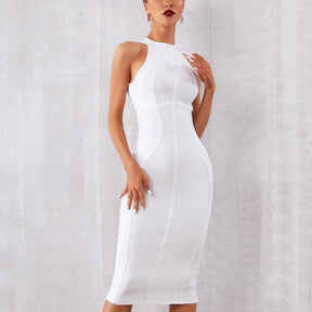 2022 New Summer White Women Bodycon Bandage Dress Elegant Tank Sexy Sleeveless Dresses