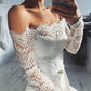 Women Summer Off Shoulder Sexy Playsuits Long Sleeve Sheer Lace Patchwork Hollow Skinny Playsuits