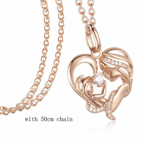 Women Femme Rose Gold Color Mother Baby Shaped Cubic Zircon Pendant Heart Pendant