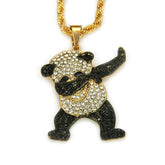 Strass-Luxus-Hip-Hop-Tanztier-Panda-Anhänger Iced Out Rock-Hip-Hop-Halsketten