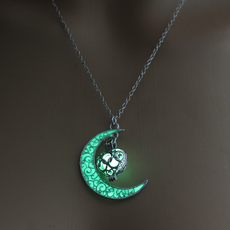 Hollow Luminous Stone Gem Charm Jewelry Pendant Necklace Gifts