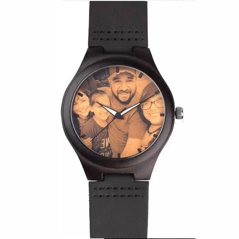 Orologio al quarzo in legno con gioielli personalizzati con foto e parole per orologio fotografico personalizzato