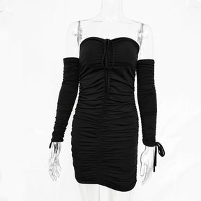 Women Spring Autumn Bandage Dress Women Sexy Off Shoulder Long Sleeve Slim Elastic Bodycon Vestidos